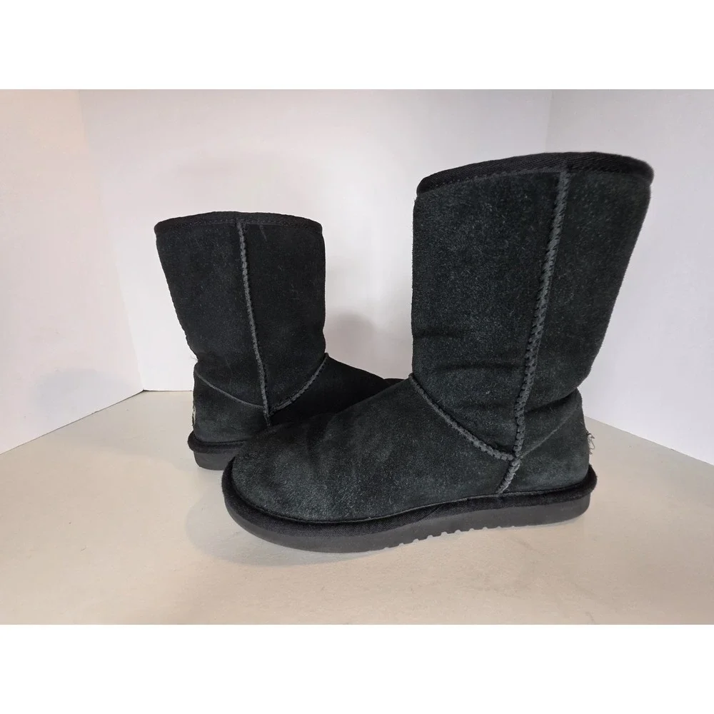 Koolaburra by UGG Victoria Short Black Suede Bow Winter Boots Womens 7